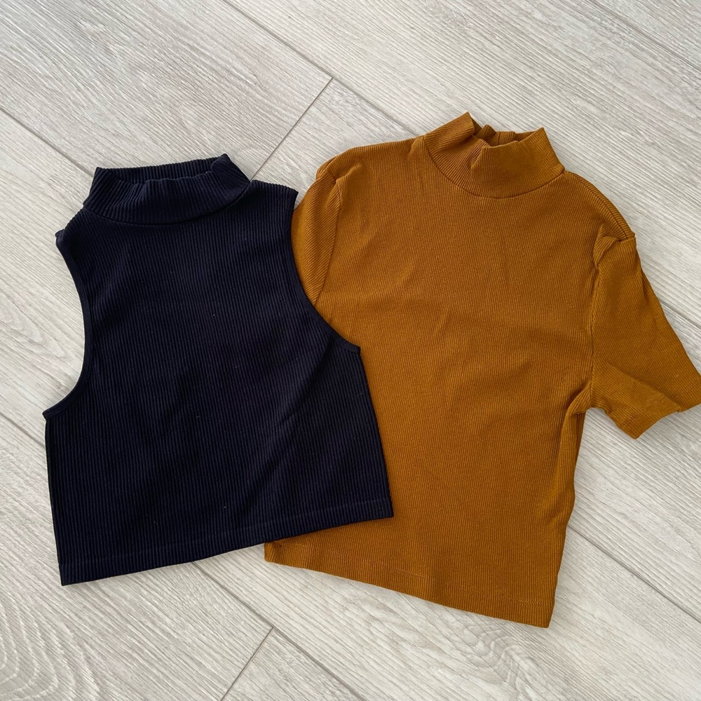 PrettyLittleThing Black and Brown Crop Tops